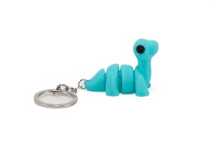 Brelok dla dzieci druk 3D kolor dinozaur niebieski zawieszka fleksi